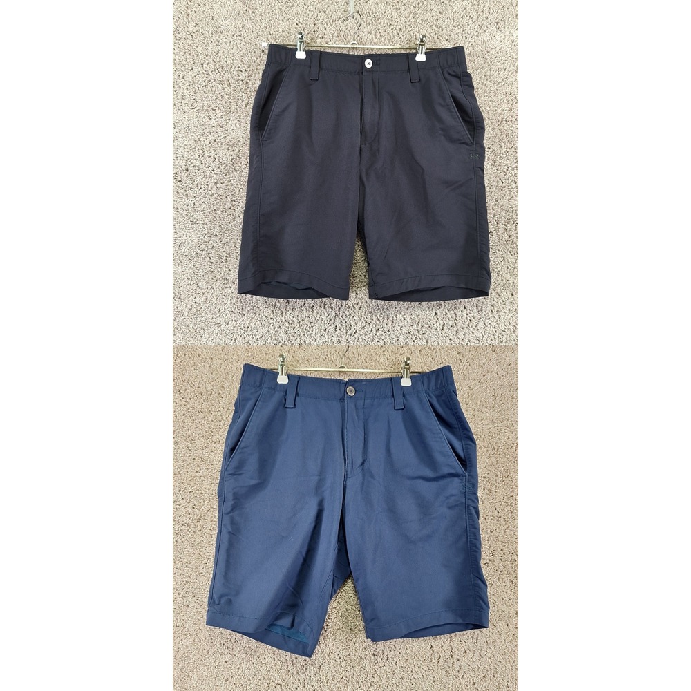 Under Armour Shorts Mens 34 (Fits W34) Black HeatGear Loose Fit Golf Athletic